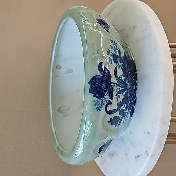 AAA Imports Ceramic Green Blue Floral Chinoiserie Style Planter Pot - Picture 6 of 12